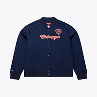 Women's Mitchell & Ness  Navy Chicago Bears Full-Snap Satin Jacket