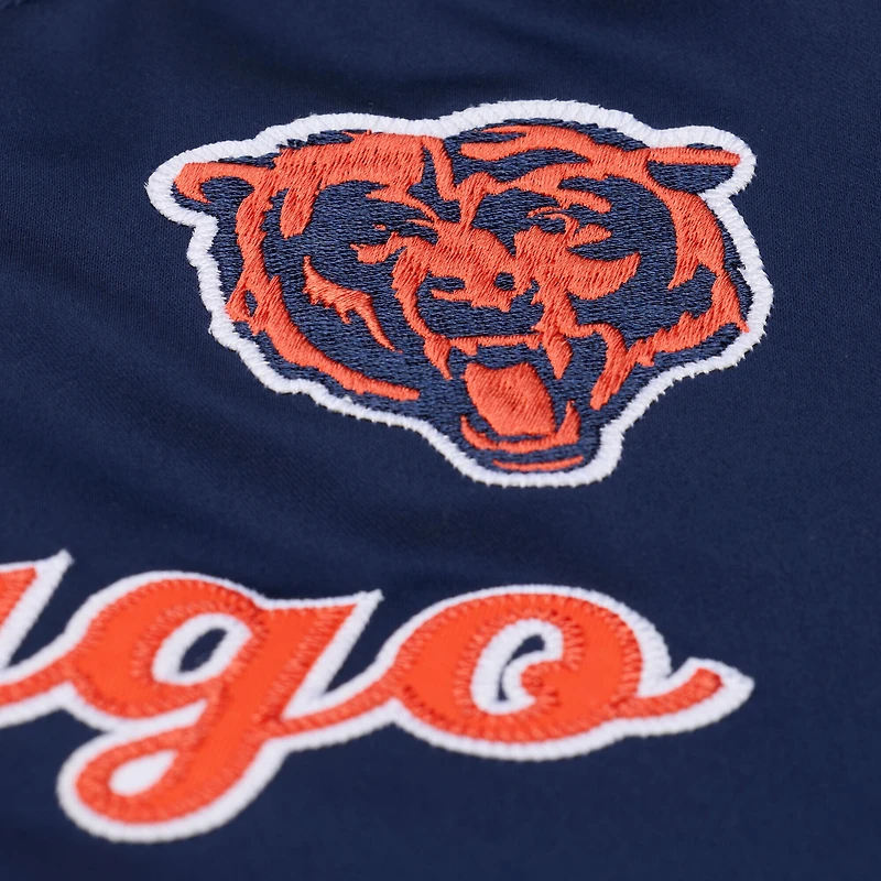 Women's Mitchell & Ness  Navy Chicago Bears Full-Snap Satin Jacket