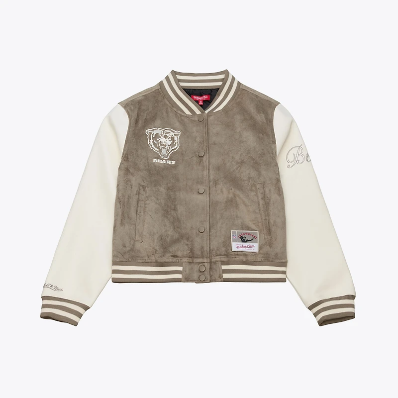 Women's Mitchell & Ness Tan Chicago Bears Full-Snap Varsity Jacket