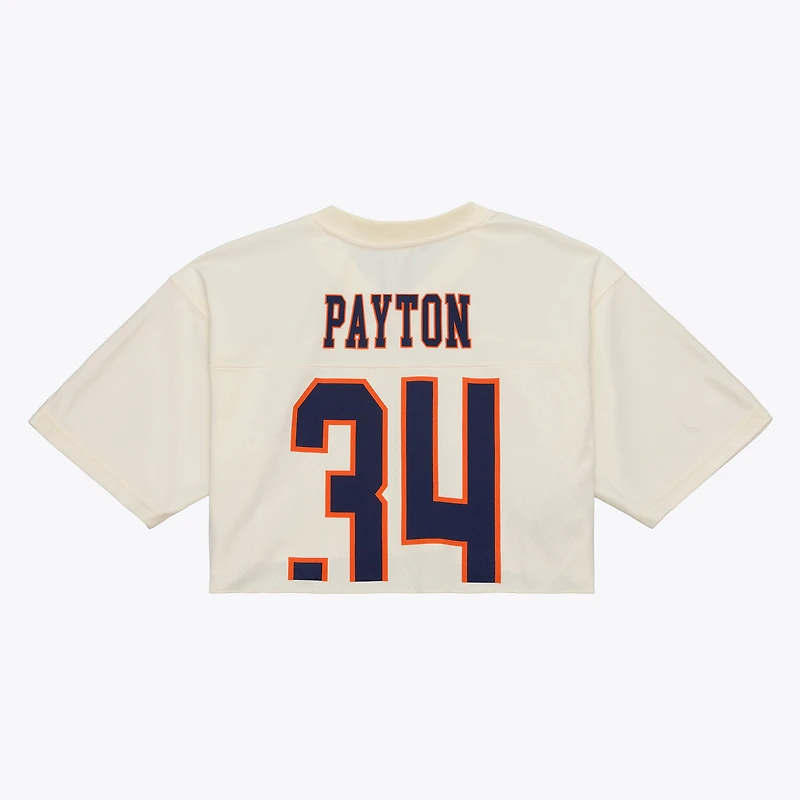Women's Mitchell & Ness Walter Payton Cream Chicago Bears Retired Player Cropped Fashion Jersey
