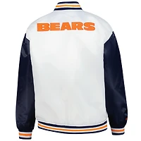 Veste en satin blanche à boutons-pression pour femme Mitchell & Ness, grande taille, motif Chicago Bears