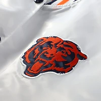 Veste en satin blanche à boutons-pression pour femme Mitchell & Ness, grande taille, motif Chicago Bears