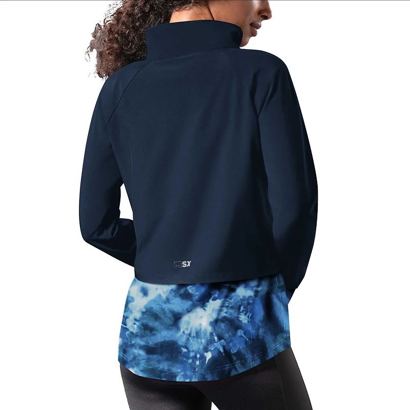 Women's MSX by Michael Strahan Navy Chicago Bears Grace Raglan Full-Zip Running Jacket