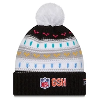 Women's New Era Black Chicago Bears 2025 NFL Crucial Catch Cuffed Knit Hat with Pom