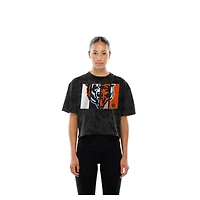 T-shirt court boxy sport noir délavé minéral pour femme New Era Chicago Bears