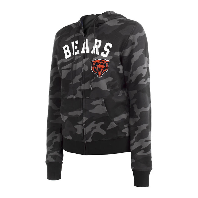 Women's New Era  Black Chicago Bears Camo Full-Zip Hoodie