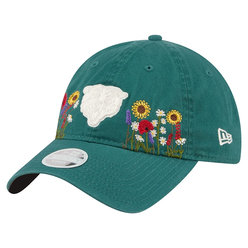 Casquette ajustable New Era 9TWENTY verte Chicago Bears Wildflower pour femme