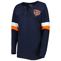 T-shirt à manches longues léger lacets pour femme des Chicago Bears de bleu marine New Era