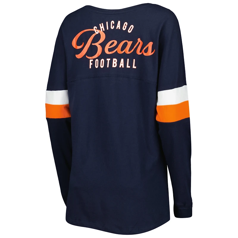 T-shirt à manches longues léger lacets pour femme des Chicago Bears de bleu marine New Era