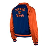Blouson raglan à boutons-pression pour femme Chicago Bears bleu marine New Era