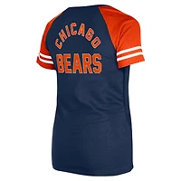 Women's New Era Navy Chicago Bears  Lace-Up Raglan T-Shirt