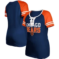 T-shirt à lacets raglan New Era bleu marine Chicago Bears pour femme