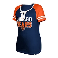 T-shirt à lacets raglan New Era bleu marine Chicago Bears pour femme