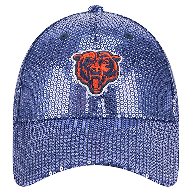 Casquette ajustable 9FORTY à paillettes bleu marine pour femme New Era Chicago Bears