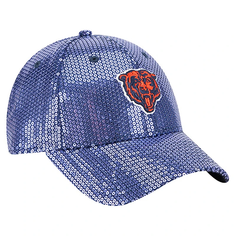 Casquette ajustable 9FORTY à paillettes bleu marine pour femme New Era Chicago Bears