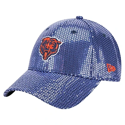 Casquette ajustable 9FORTY à paillettes bleu marine pour femme New Era Chicago Bears