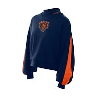 Sweat-shirt à manches ballon et col montant bleu marine Chicago Bears Sport Night pour femme New Era