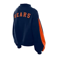 Sweat-shirt à manches ballon et col montant bleu marine Chicago Bears Sport Night pour femme New Era