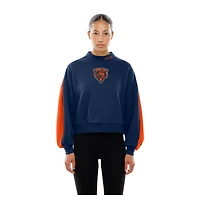 Sweat-shirt à manches ballon et col montant bleu marine Chicago Bears Sport Night pour femme New Era