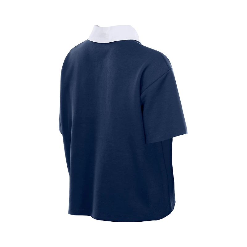 Women's New Era Navy Chicago Bears Throwback Boxy Cropped Polo