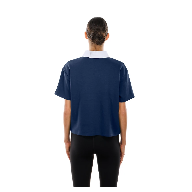 Women's New Era Navy Chicago Bears Throwback Boxy Cropped Polo