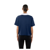 Women's New Era Navy Chicago Bears Throwback Boxy Cropped Polo