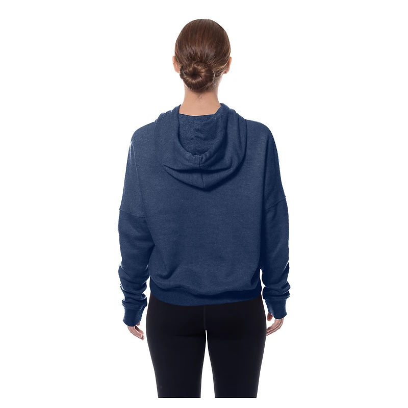 Sweat à capuche boxy rétro bleu marine Chicago Bears New Era pour femme