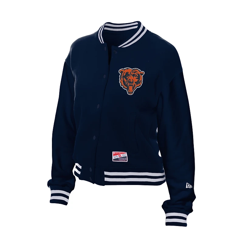 Veste polaire à boutons-pression New Era bleu marine Chicago Bears pour femme