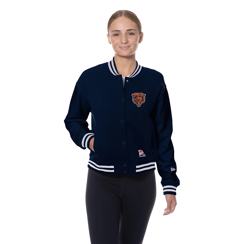Veste polaire à boutons-pression New Era bleu marine Chicago Bears pour femme