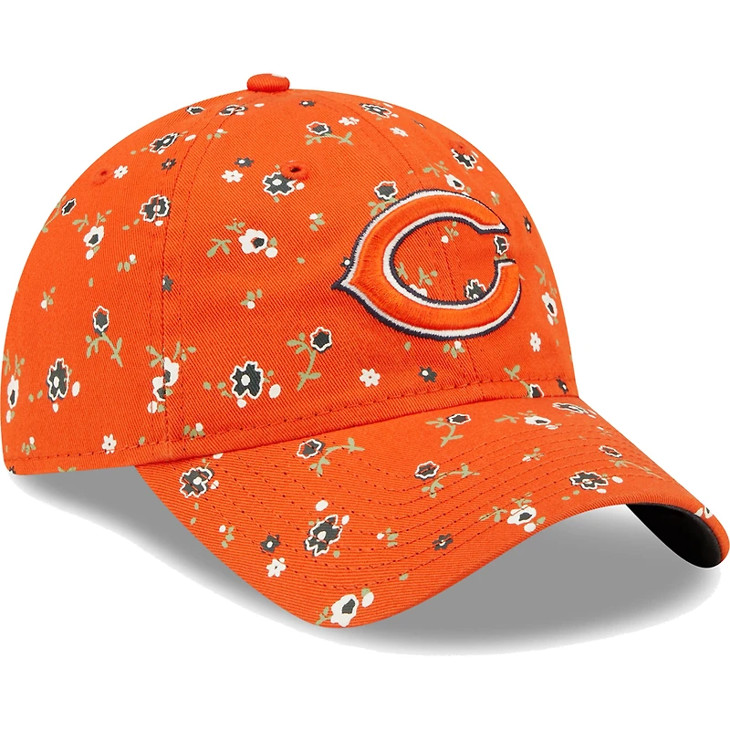 Women's New Era Orange Chicago Bears  Floral 9TWENTY Adjustable Hat