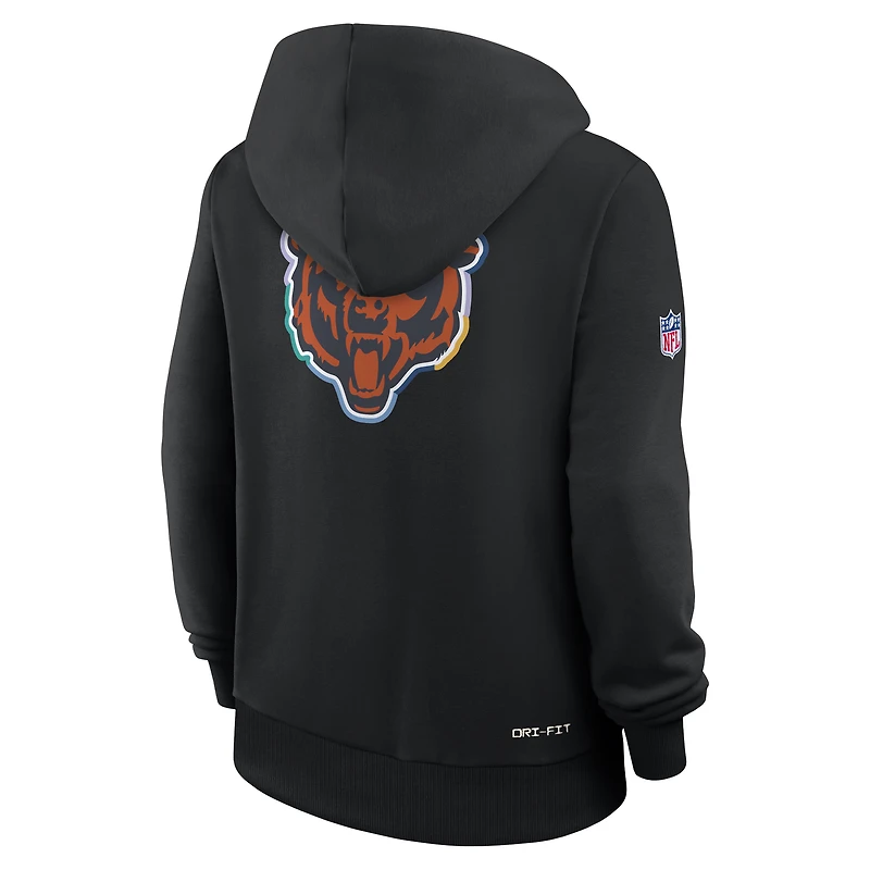 Women's Nike Black Chicago Bears 2025 NFL Crucial Catch Sideline Standard Issue Dri-FIT Hoodie