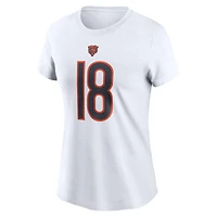 T-shirt Nike Caleb Williams blanc pour femme avec nom et numéro Fuse des Chicago Bears