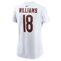 T-shirt Nike Caleb Williams blanc pour femme avec nom et numéro Fuse des Chicago Bears