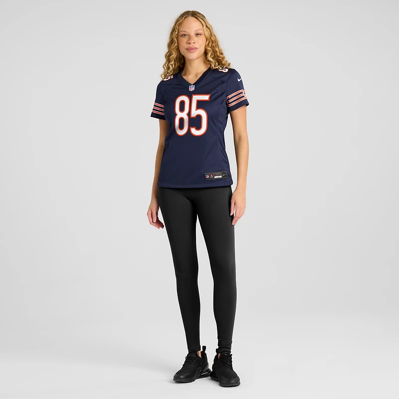 Maillot de match Nike Cole Kmet des Chicago Bears pour femme, bleu marine