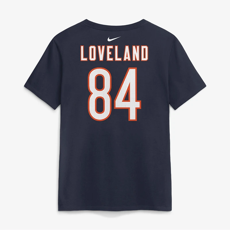 Women's Nike Colston Loveland Navy Chicago Bears Name & Number T-Shirt