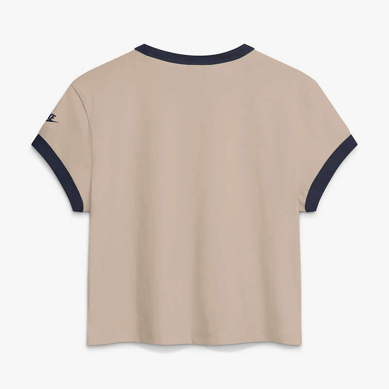 Women's Nike Cream Chicago Bears Rewind Ringer Mod Cropped T-Shirt