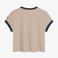 Women's Nike Cream Chicago Bears Rewind Ringer Mod Cropped T-Shirt