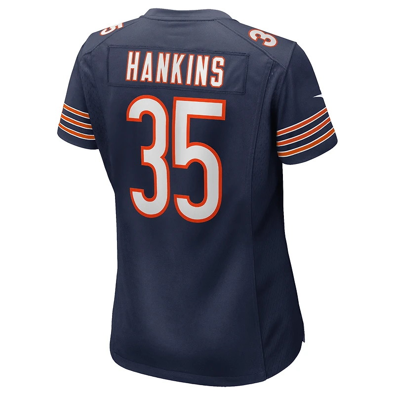 Maillot Nike Deion Hankins bleu marine pour femme des Chicago Bears