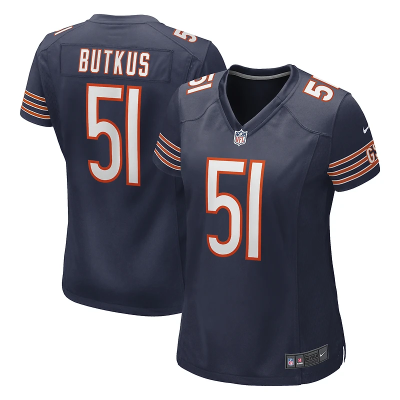 Maillot de joueur retraité Nike Dick Butkus pour femmes, bleu marine, Chicago Bears Game