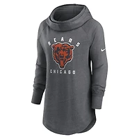 Sweat à capuche raglan col cheminée Nike Heather Charcoal pour femmes des Chicago Bears