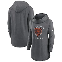 Sweat à capuche raglan col cheminée Nike Heather Charcoal pour femmes des Chicago Bears