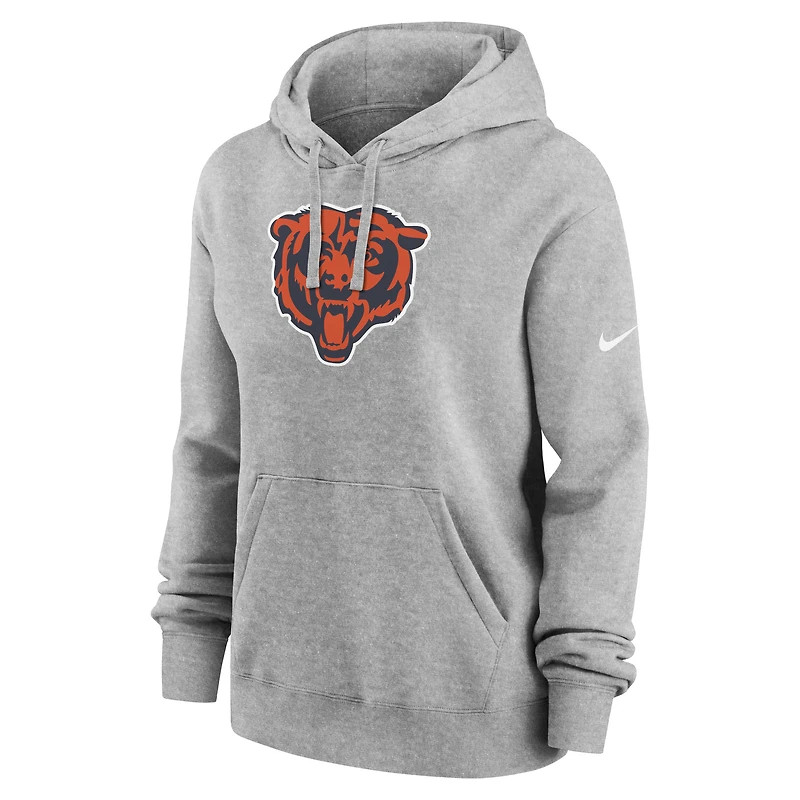 Women's Nike Heather Gray Chicago Bears Club Fleece Hoodie