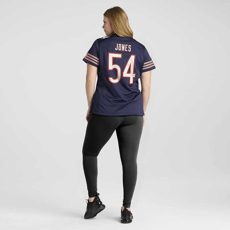 Maillot de match Nike Logan Jones bleu marine des Chicago Bears pour femmes