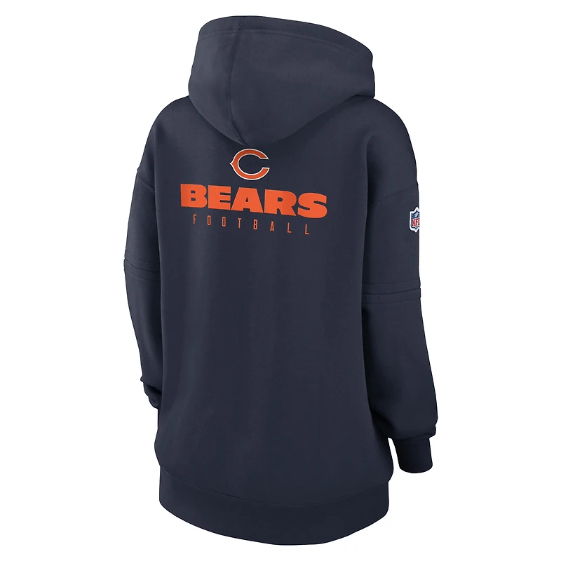 Sweat à capuche en polaire Sideline Club Nike Chicago Bears 2023 pour femme, bleu marine