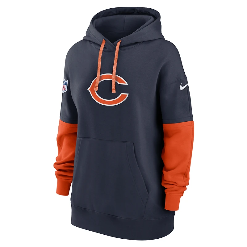 Sweat à capuche en polaire Nike bleu marine Chicago Bears 2024 Sideline Essential pour femme
