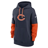 Sweat à capuche en polaire Nike bleu marine Chicago Bears 2024 Sideline Essential pour femme
