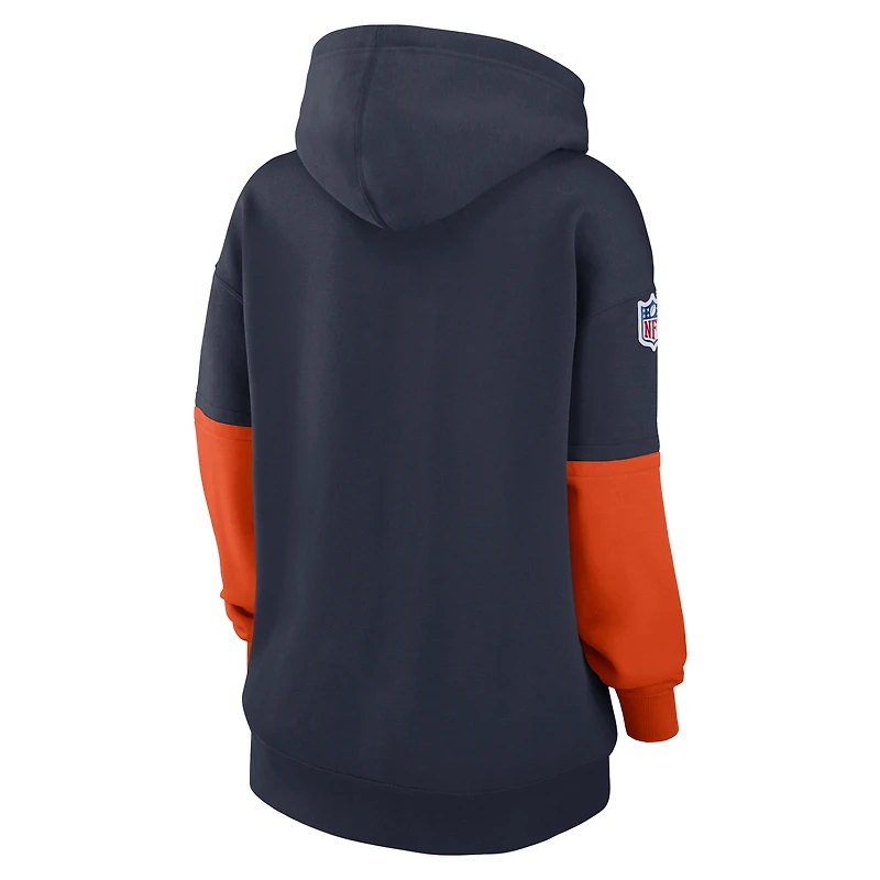 Sweat à capuche en polaire Nike bleu marine Chicago Bears 2024 Sideline Essential pour femme