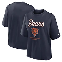 Women's Nike Navy Chicago Bears Essential Script Relaxed Boxy T-Shirt