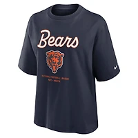 Women's Nike Navy Chicago Bears Essential Script Relaxed Boxy T-Shirt