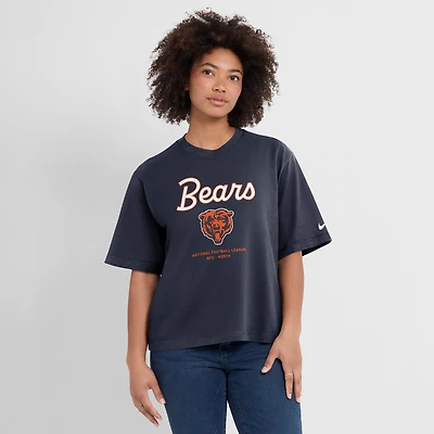 Women's Nike Navy Chicago Bears Essential Script Relaxed Boxy T-Shirt